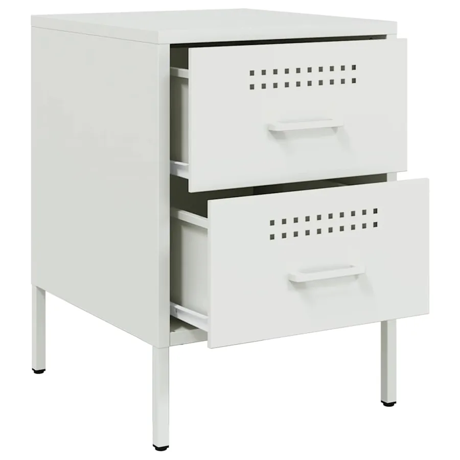 Tables de chevet 2 pcs blanc 36x39x50,5 cm acier - 9