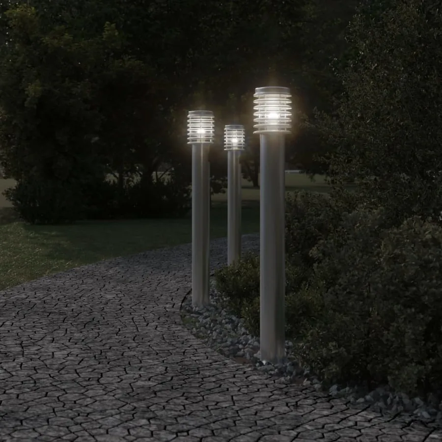 Lampadaire d'extérieur argenté 110 cm acier inoxydable - 3