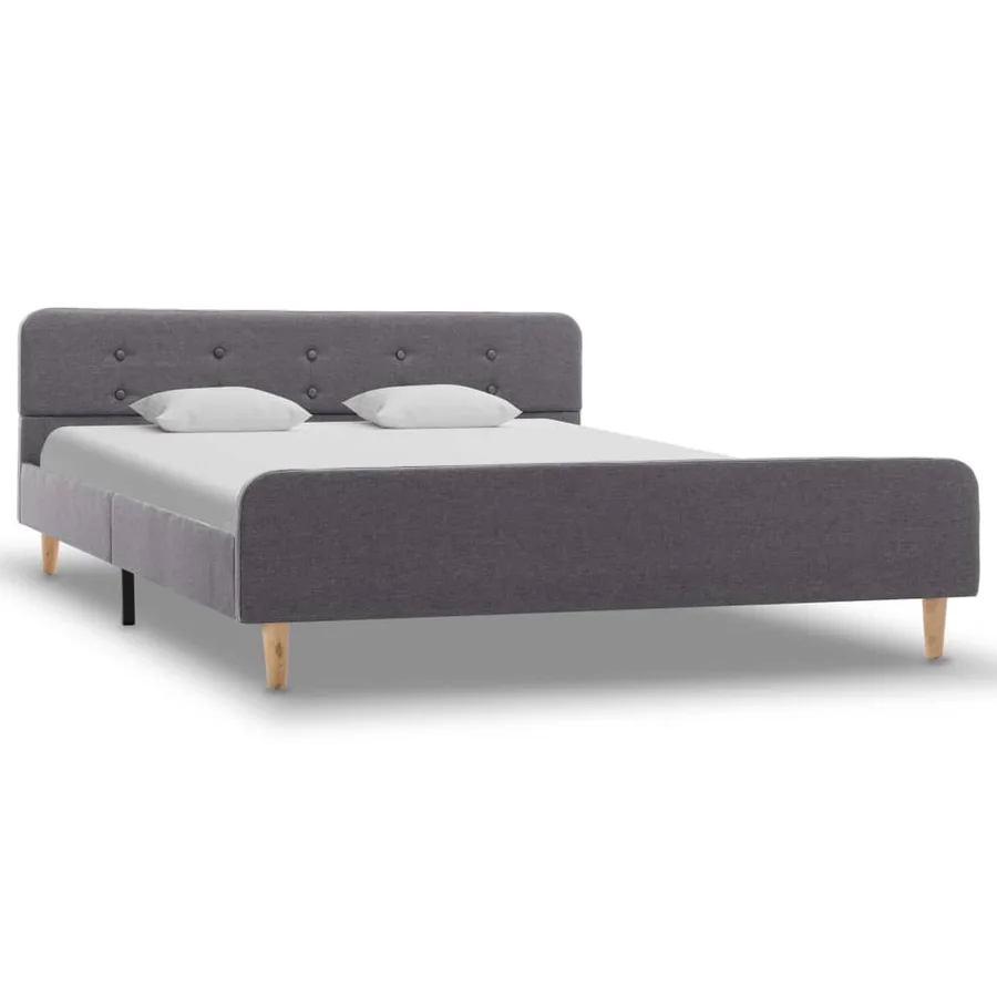 Cadre de lit sans matelas gris clair tissu 160x200 cm - 2