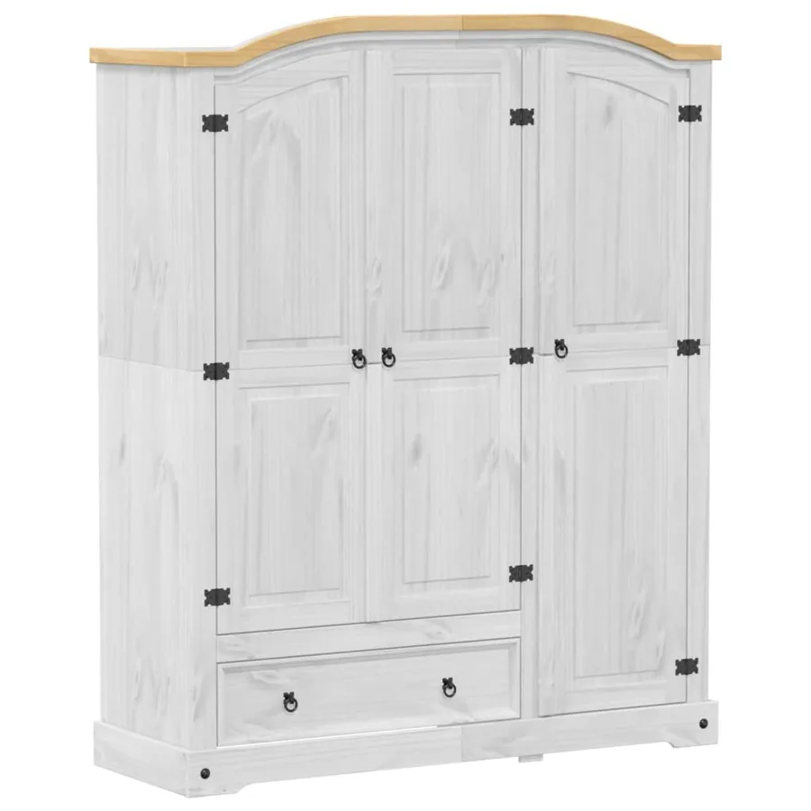 Garde-robe Corona blanc 151,5x52x186 cm bois de pin massif - 2