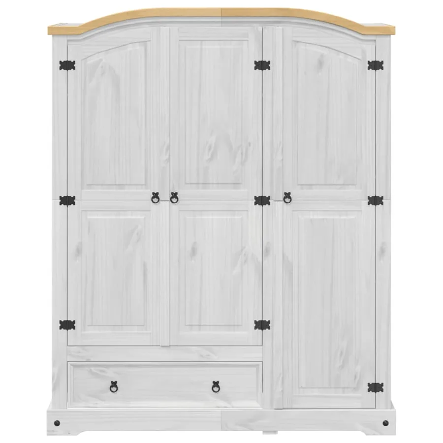 Garde-robe Corona blanc 151,5x52x186 cm bois de pin massif - 4