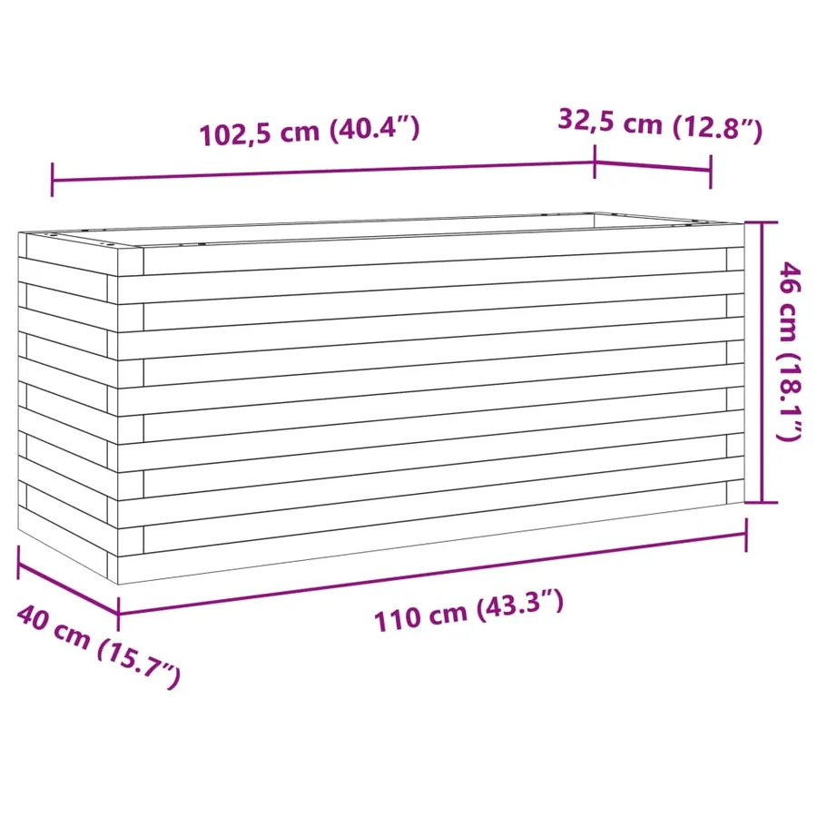 Jardinière cire marron 110x40x46 cm bois de pin massif - 10