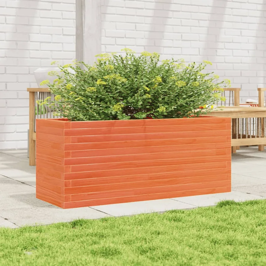 Jardinière cire marron 110x40x46 cm bois de pin massif - 3