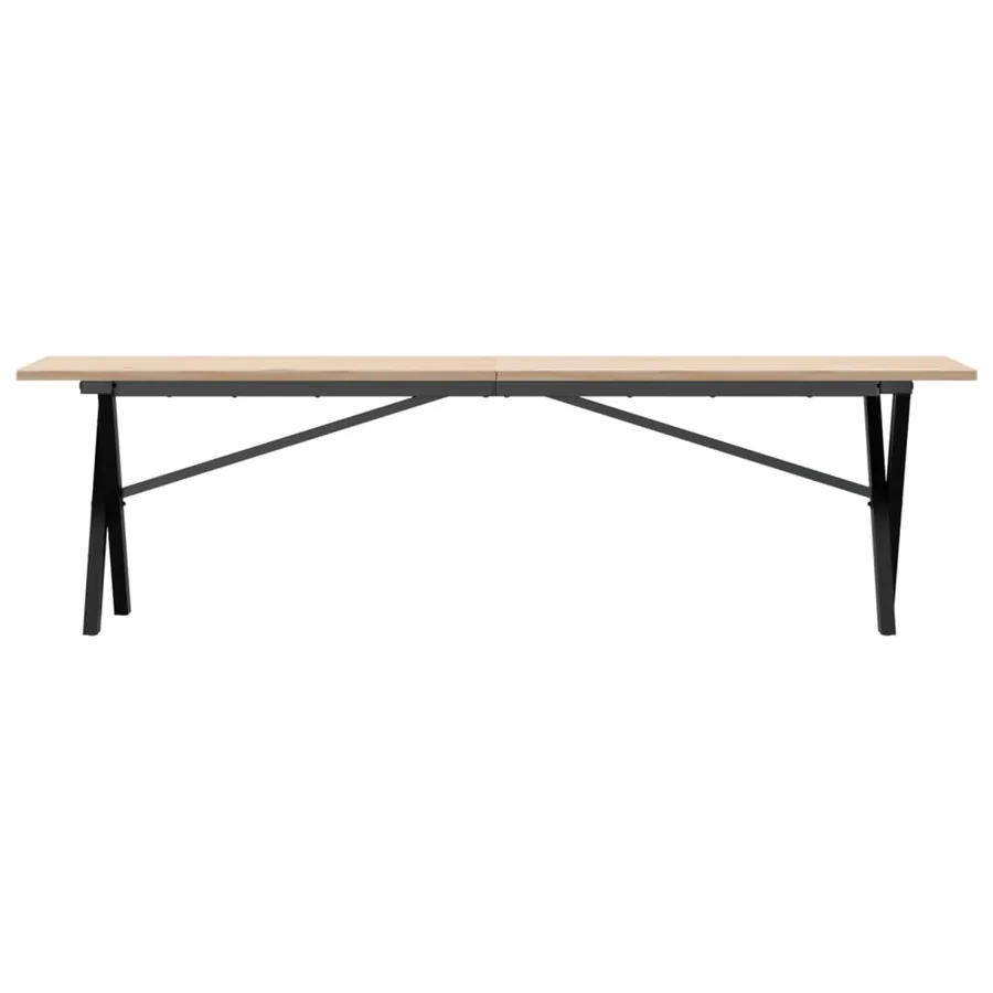 Table basse cadre en X 160x40x45 cm bois de pin massif et acier - 4