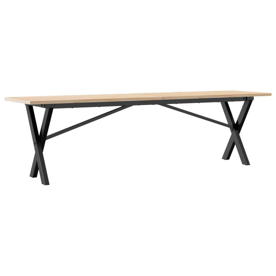 Table basse cadre en X 160x40x45 cm bois de pin massif et acier - 6