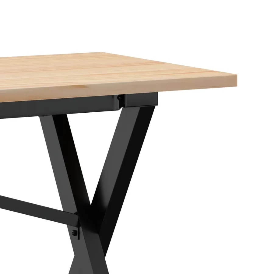 Table basse cadre en X 160x40x45 cm bois de pin massif et acier - 7