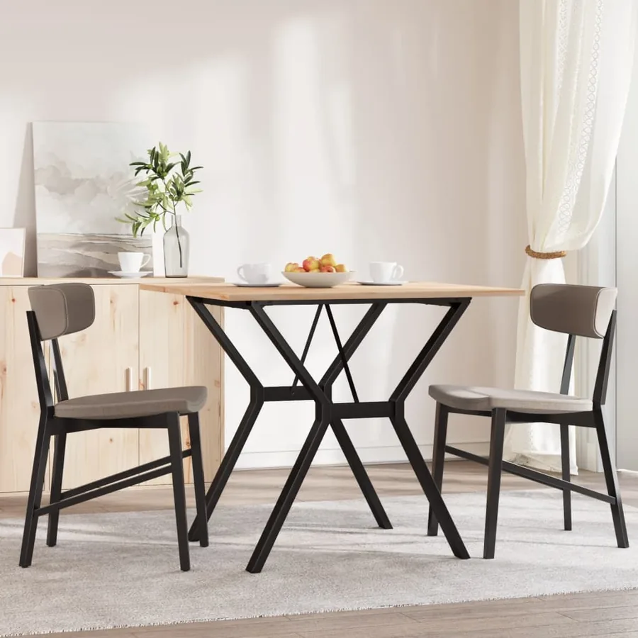 Table à manger cadre en Y 80x80x75 cm bois de pin massif acier - 3