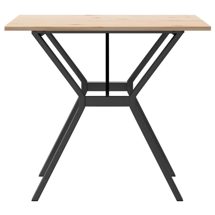 Table à manger cadre en Y 80x80x75 cm bois de pin massif acier - 5