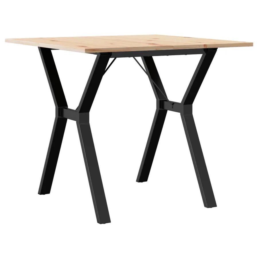 Table à manger cadre en Y 80x80x75 cm bois de pin massif acier - 6