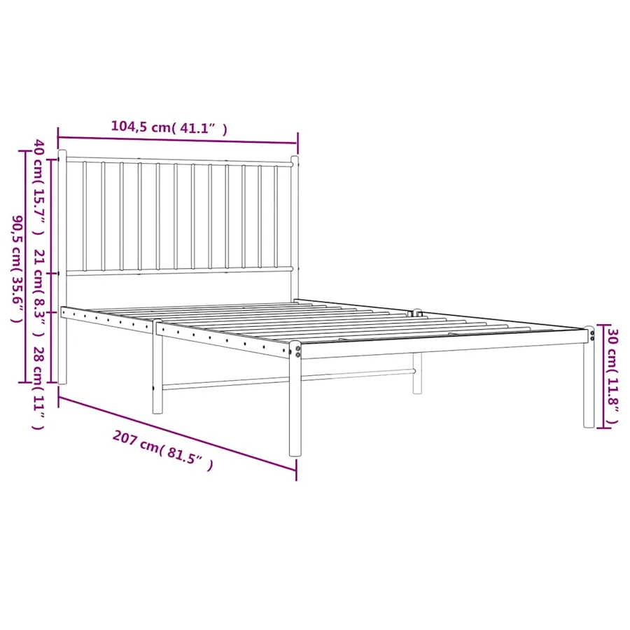 Cadre de lit métal sans matelas avec tête de lit noir 100x200cm - 10