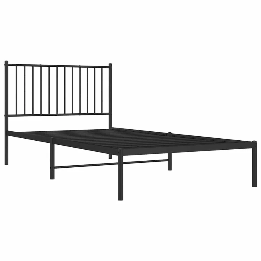 Cadre de lit métal sans matelas avec tête de lit noir 100x200cm - 4