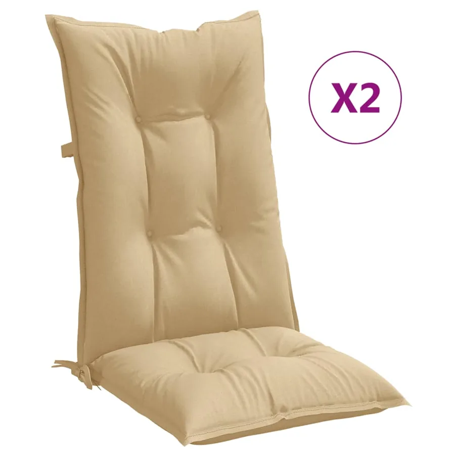 Coussins de chaise à dossier haut lot de 2 beige mélangé tissu - 2
