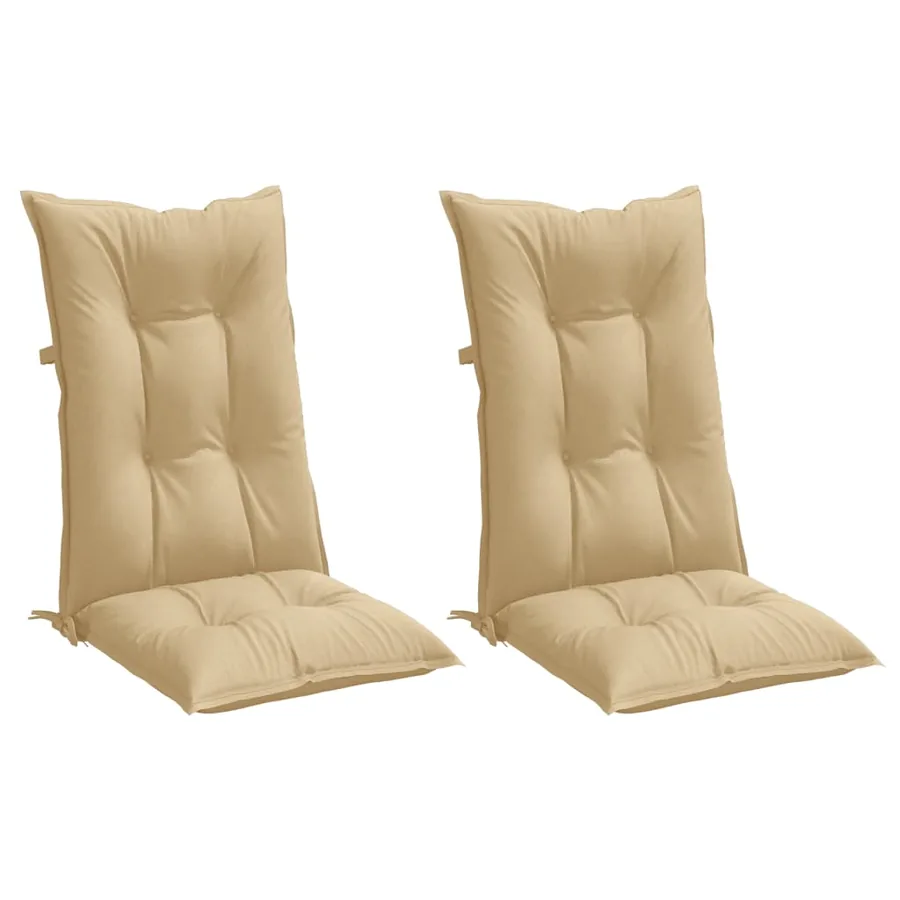 Coussins de chaise à dossier haut lot de 2 beige mélangé tissu - 4