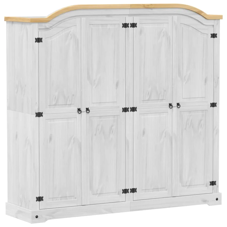 Garde-robe Corona blanc 194x52x186 cm bois de pin massif - 2
