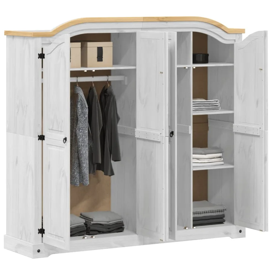 Garde-robe Corona blanc 194x52x186 cm bois de pin massif - 3