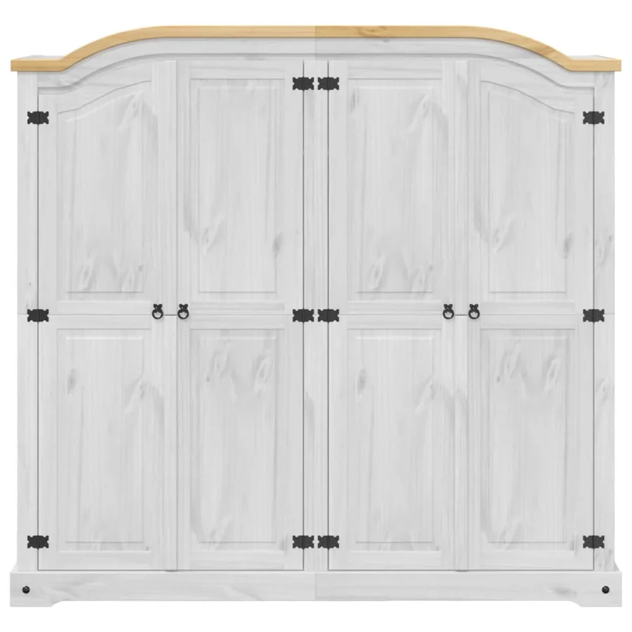 Garde-robe Corona blanc 194x52x186 cm bois de pin massif - 4