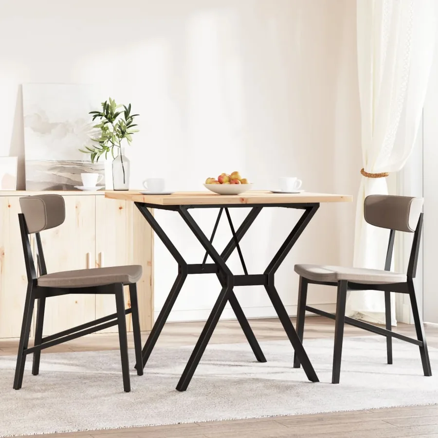 Table à manger cadre en Y 80x80x75,5cm bois de pin massif acier - 3