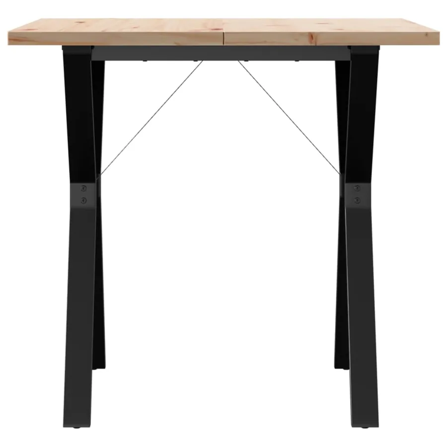 Table à manger cadre en Y 80x80x75,5cm bois de pin massif acier - 4