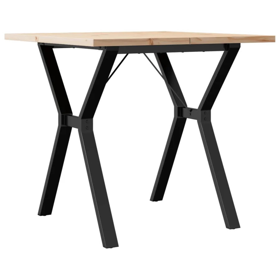 Table à manger cadre en Y 80x80x75,5cm bois de pin massif acier - 6