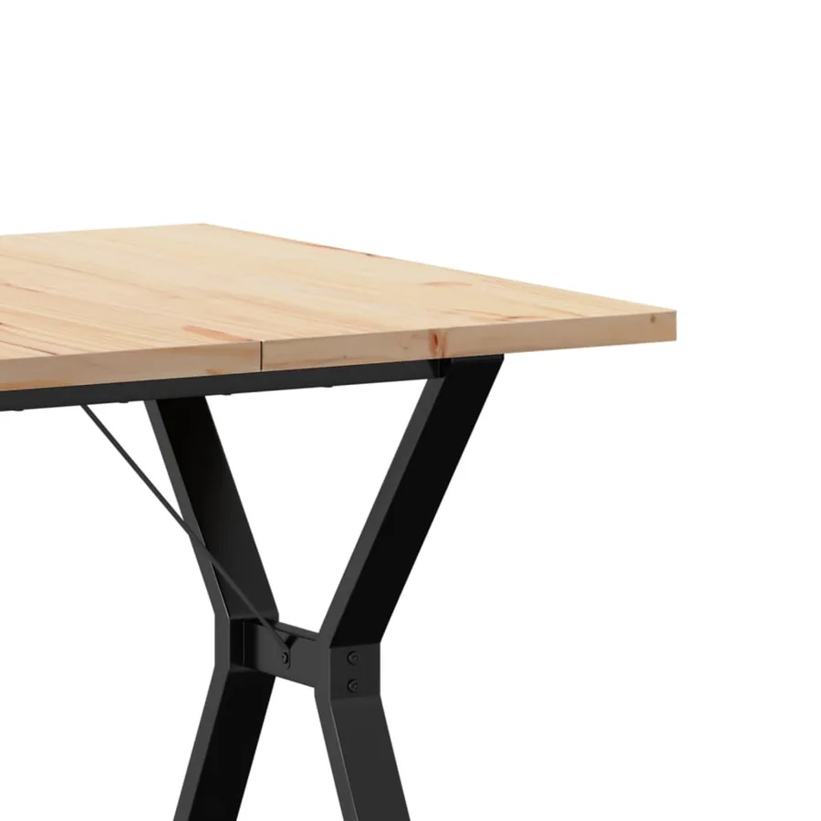 Table à manger cadre en Y 80x80x75,5cm bois de pin massif acier - 7