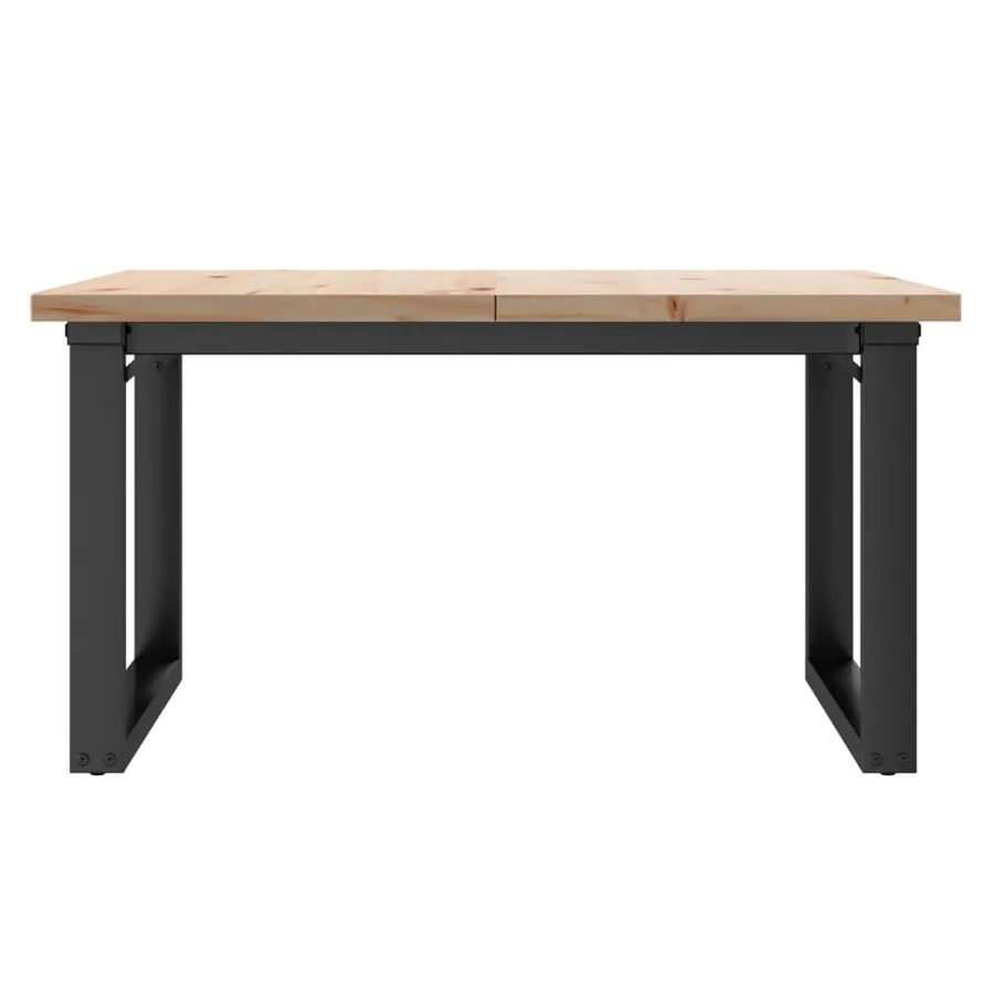 Table basse cadre en O 80x80x45,5cm bois de pin massif et acier - 4