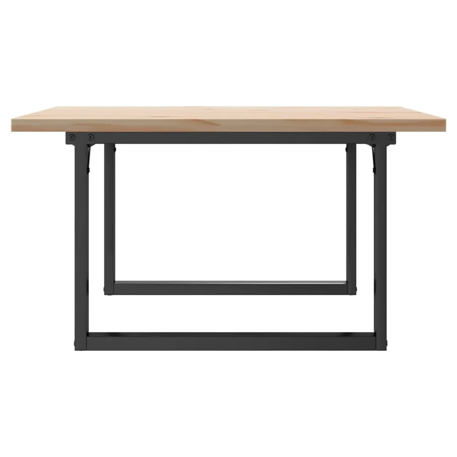 Table basse cadre en O 80x80x45,5cm bois de pin massif et acier - 5