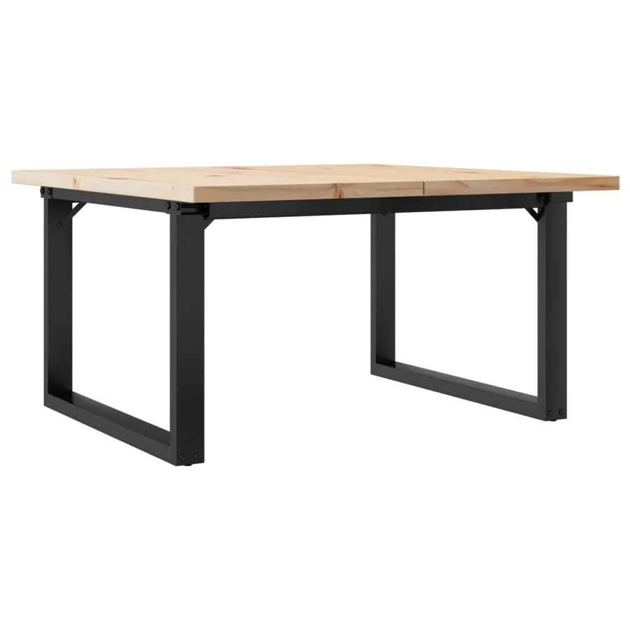 Table basse cadre en O 80x80x45,5cm bois de pin massif et acier - 6
