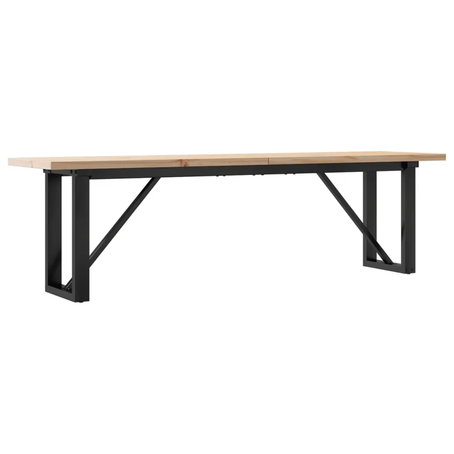 Table basse cadre en O 160x40x45,5 cm bois de pin massif acier - 2