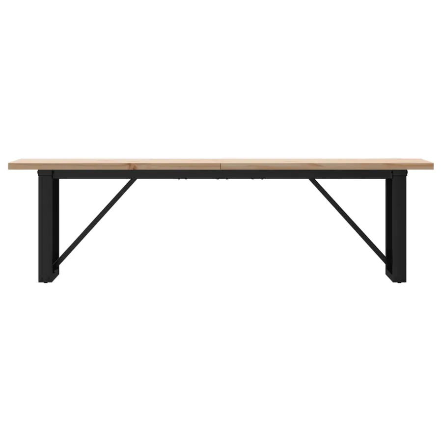 Table basse cadre en O 160x40x45,5 cm bois de pin massif acier - 4