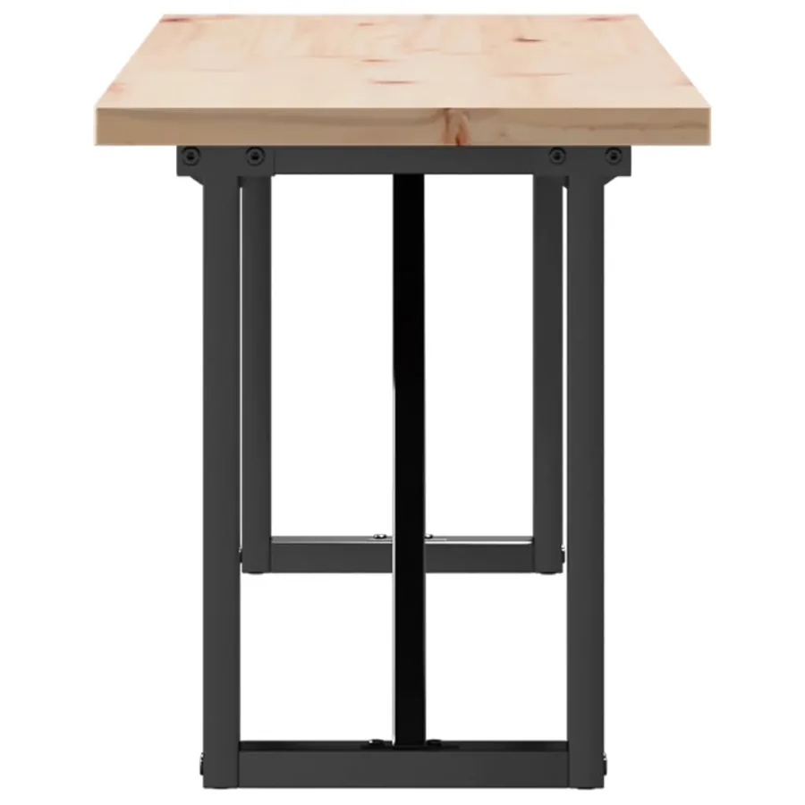 Table basse cadre en O 160x40x45,5 cm bois de pin massif acier - 5