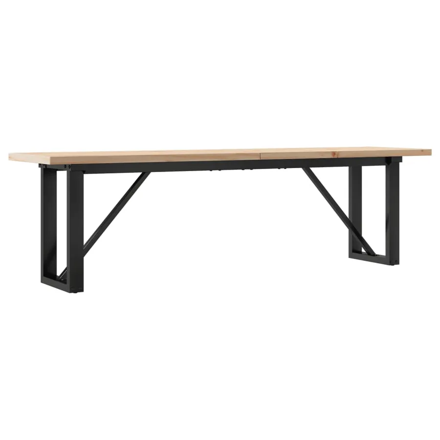 Table basse cadre en O 160x40x45,5 cm bois de pin massif acier - 6