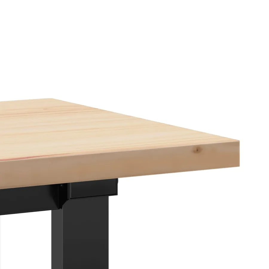 Table basse cadre en O 160x40x45,5 cm bois de pin massif acier - 7