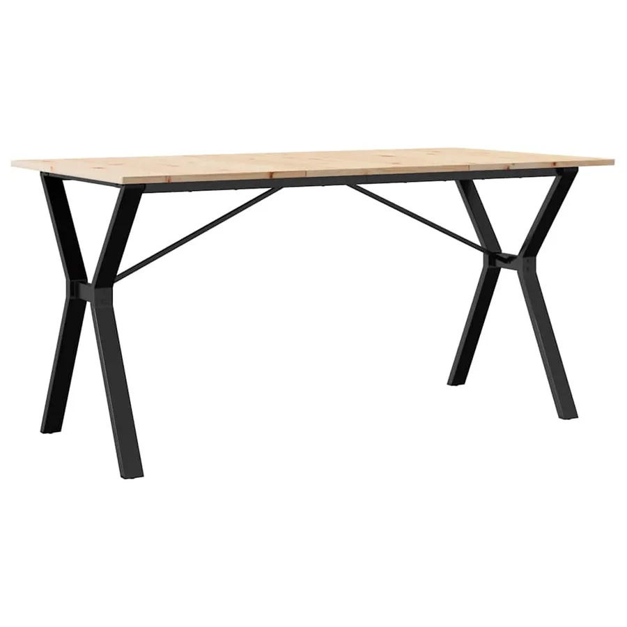 Table à manger cadre en Y 140x80x75 cm bois de pin massif acier - 2
