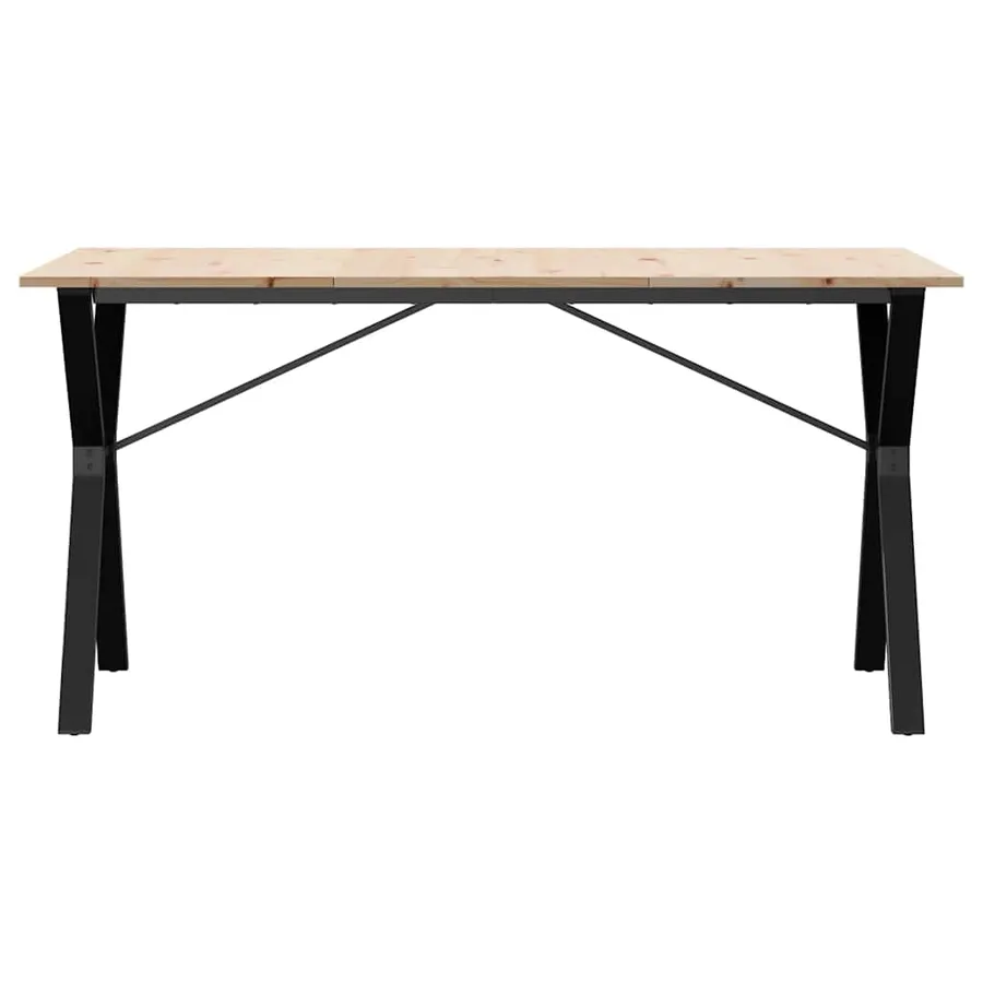 Table à manger cadre en Y 140x80x75 cm bois de pin massif acier - 4