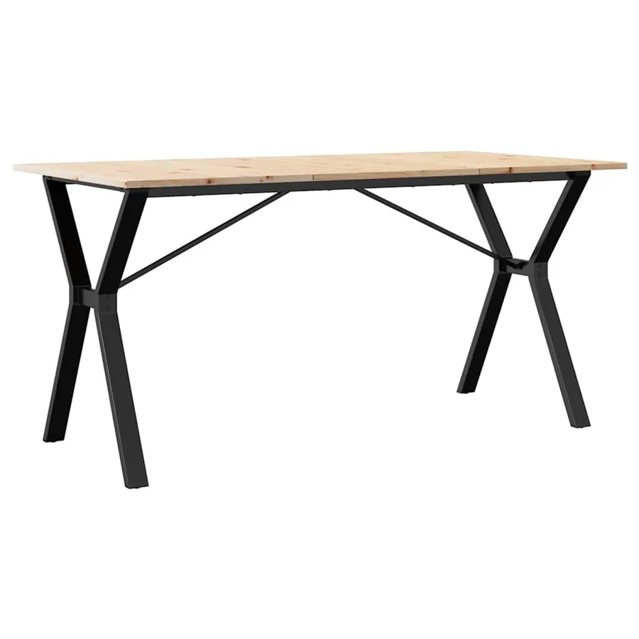 Table à manger cadre en Y 140x80x75 cm bois de pin massif acier - 6