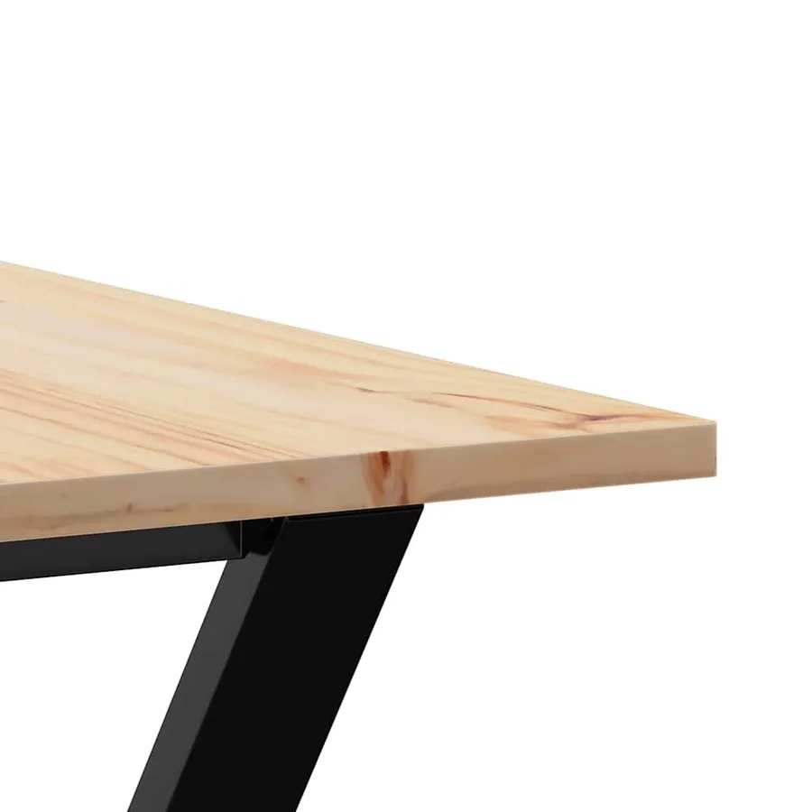 Table à manger cadre en Y 140x80x75 cm bois de pin massif acier - 7