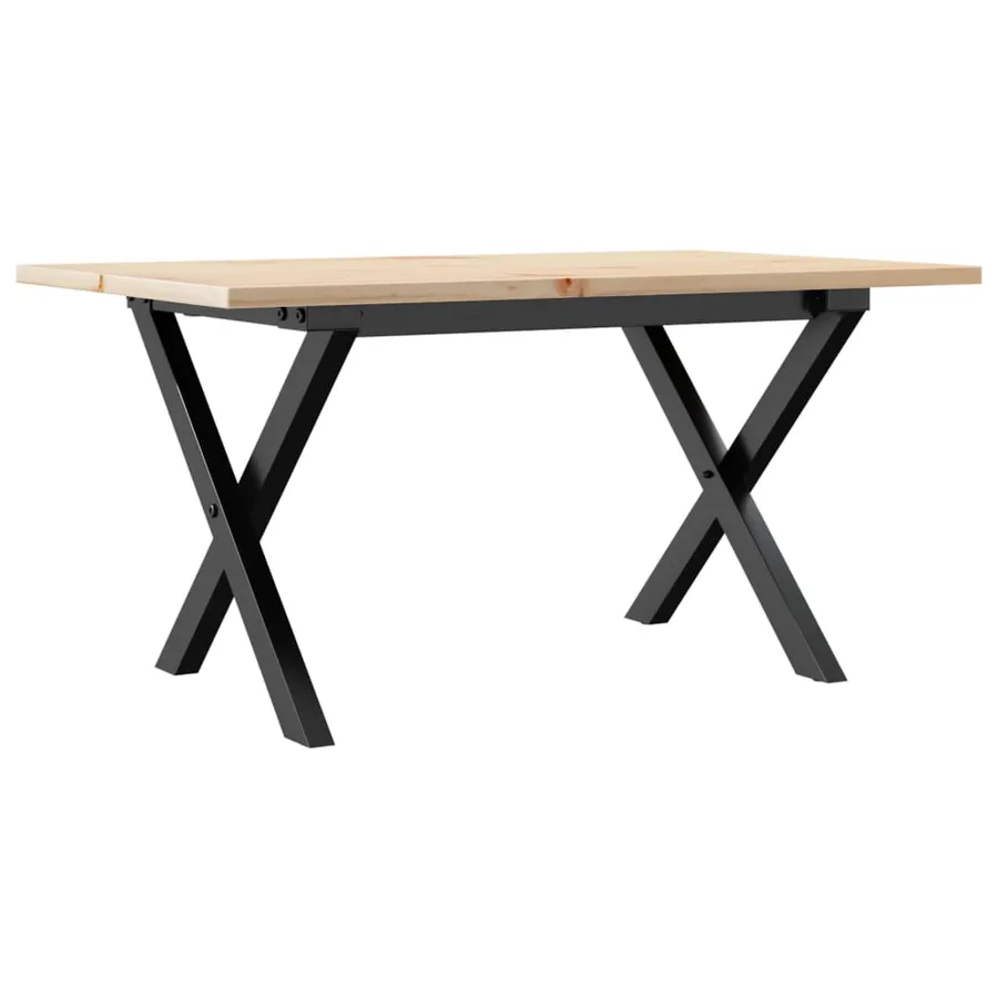 Table basse cadre en X 80x50x40 cm bois de pin massif et acier - 2