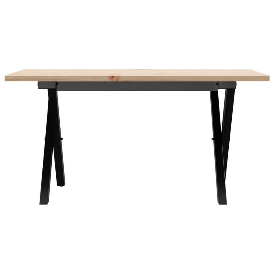 Table basse cadre en X 80x50x40 cm bois de pin massif et acier - 4