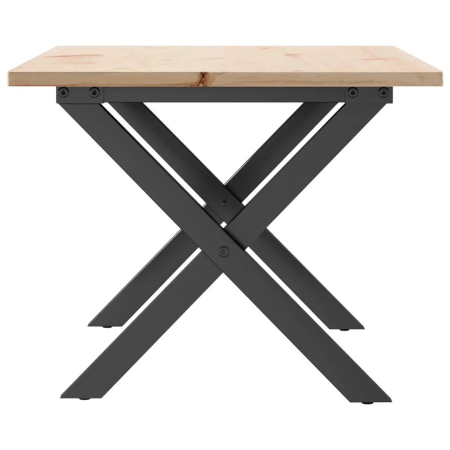 Table basse cadre en X 80x50x40 cm bois de pin massif et acier - 5