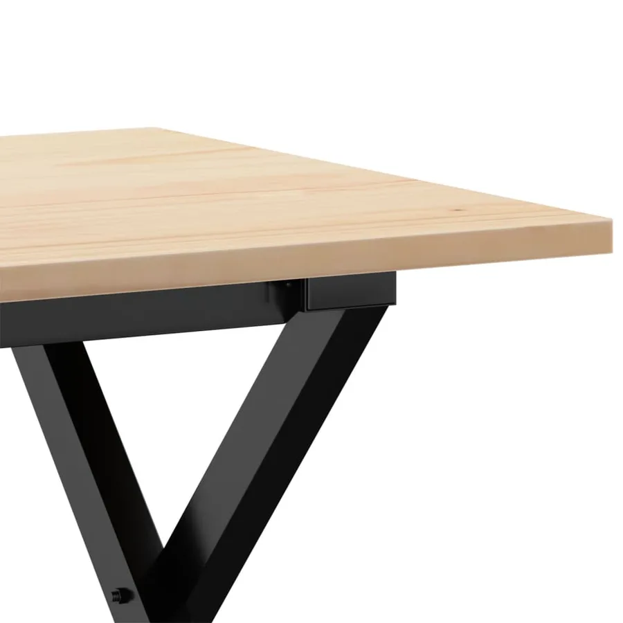Table basse cadre en X 80x50x40 cm bois de pin massif et acier - 7