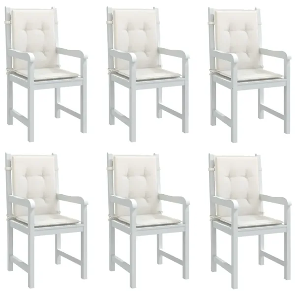 Coussins de chaise à dossier bas lot de 6 crème mélangé tissu