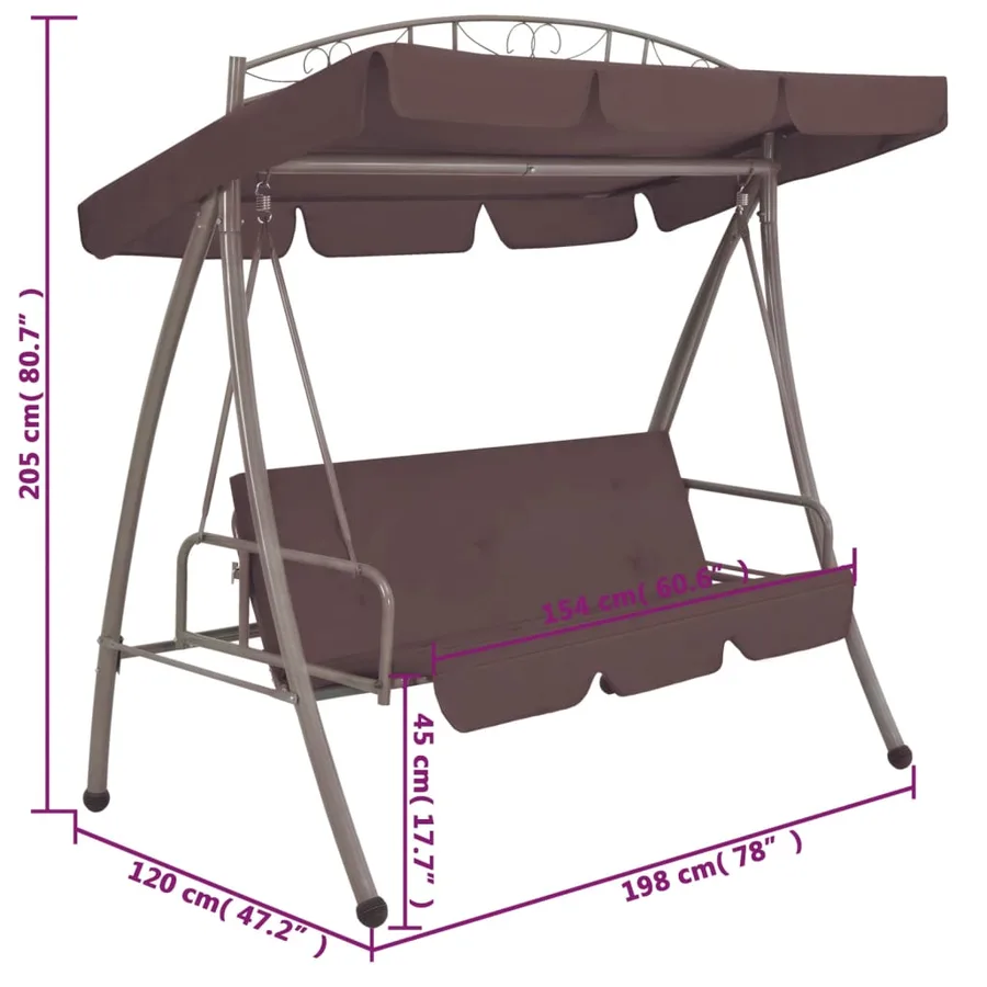 Balancelle convertible d'extérieur avec auvent Café - 6