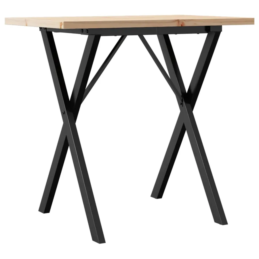Table à manger cadre en X 80x50x75,5cm bois de pin massif acier - 2