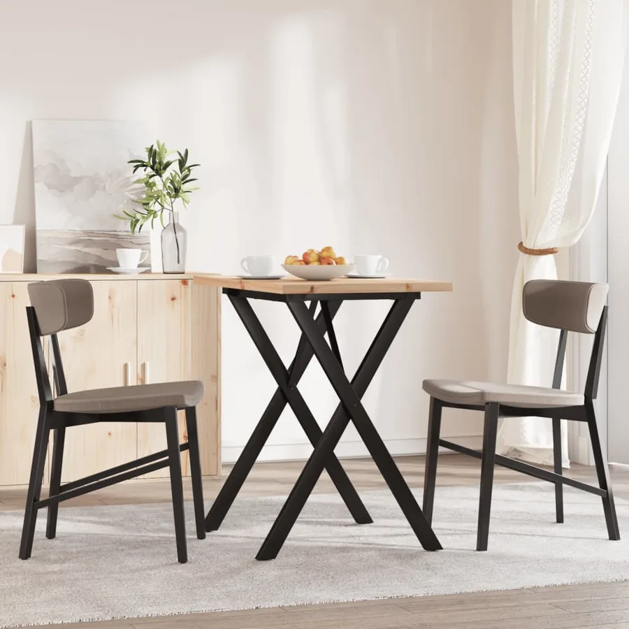Table à manger cadre en X 80x50x75,5cm bois de pin massif acier - 3