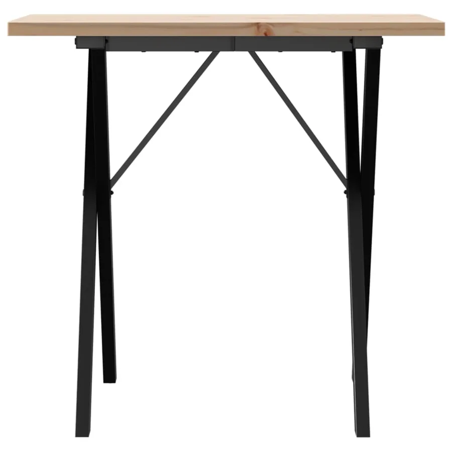 Table à manger cadre en X 80x50x75,5cm bois de pin massif acier - 4
