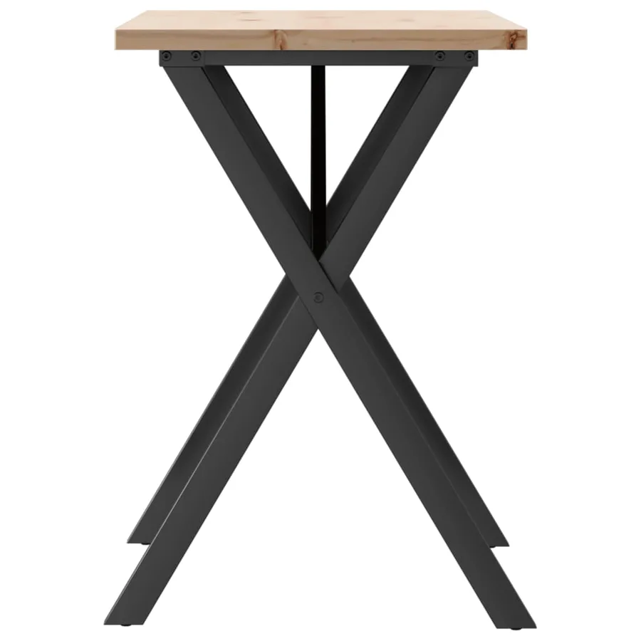 Table à manger cadre en X 80x50x75,5cm bois de pin massif acier - 5