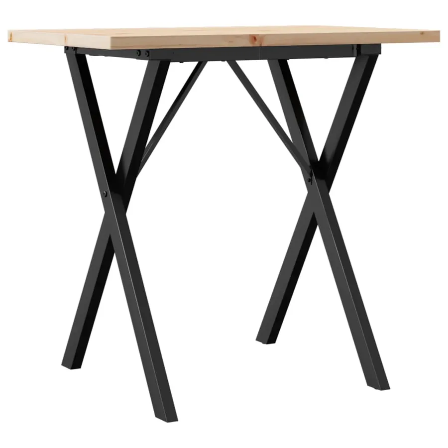 Table à manger cadre en X 80x50x75,5cm bois de pin massif acier - 6