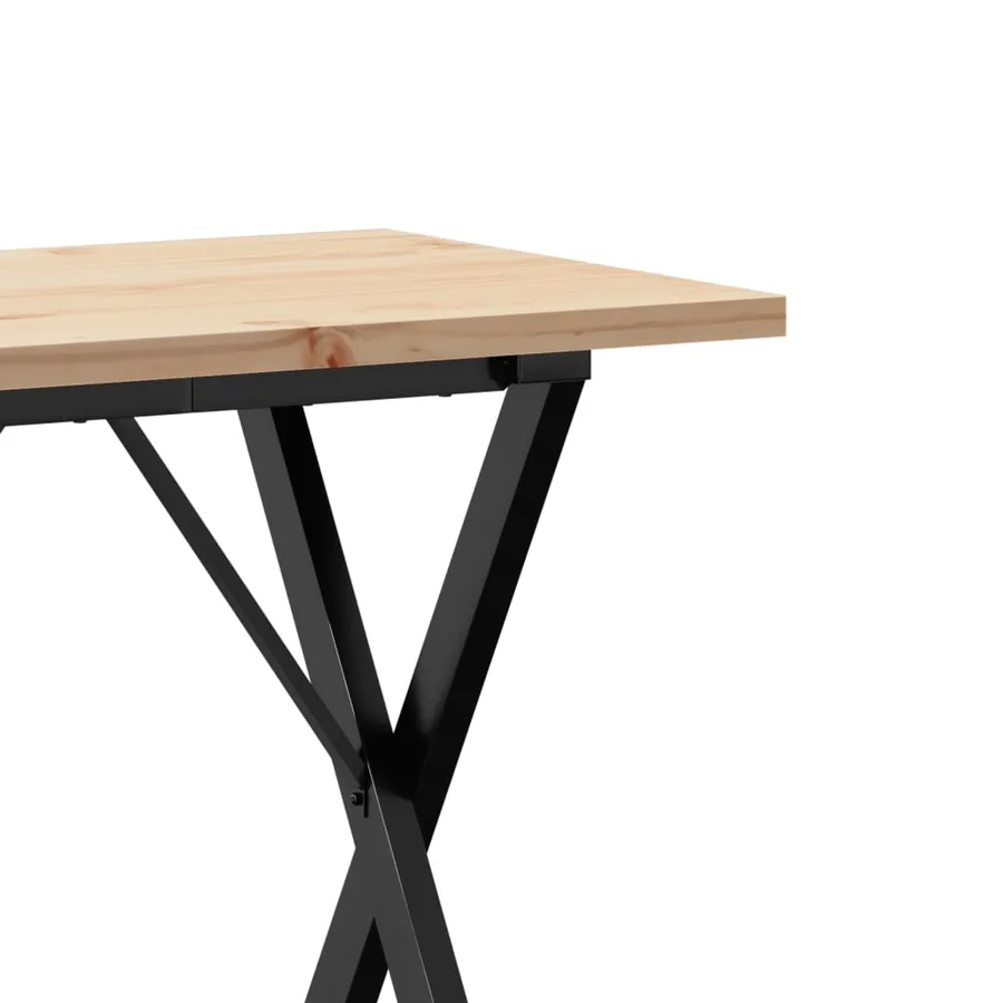 Table à manger cadre en X 80x50x75,5cm bois de pin massif acier - 7