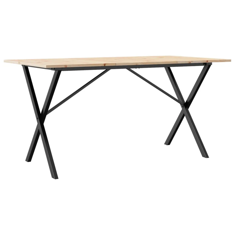 Table à manger cadre en X 160x80x75 cm bois de pin massif acier - 2