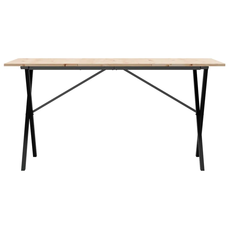 Table à manger cadre en X 160x80x75 cm bois de pin massif acier - 4